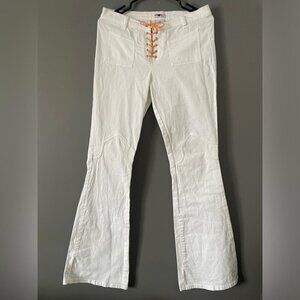 Western Pants Sexso Sz 3 Flare Leg White Denim Coquette Cowgirl